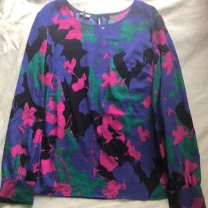 Talbots Multicolor Long-Sleeve Floral Blouse